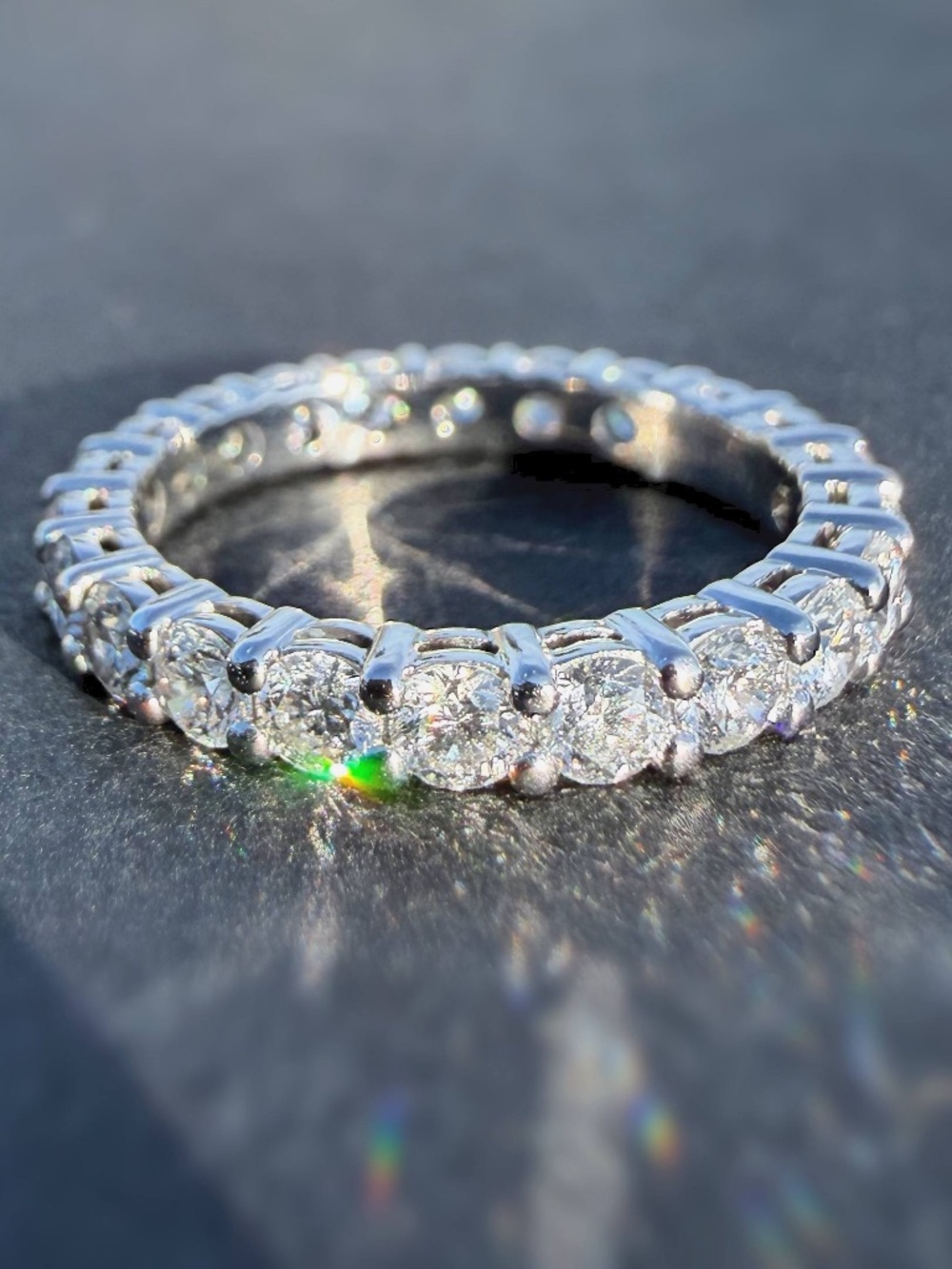 PT950 Platinum 2.5CTW Natural Diamond Classic Eternity band ring sz 6.25